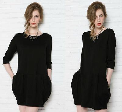 歐美秋季新款大碼連衣裙 寬松顯瘦，時(shí)尚花苞裙設(shè)計(jì)